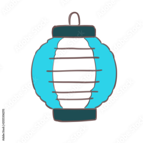 Light Blue Japanese Paper Lantern Illustration