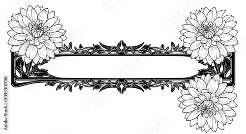 Art Nouveau floral frame with empty space for text.