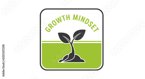 Growth Mindset Concept with Sprout and Leaves.