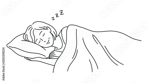 Foto Serene slumber Peaceful person resting in bed, enjoying deep and calm sleep