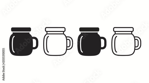 Tableau sur toile Collection of minimalist mason jar mug icons, showcasing diverse design versatil