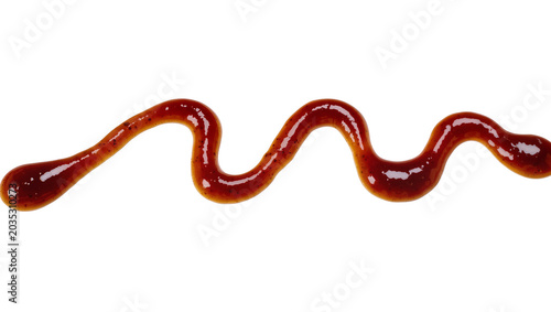Canvastavla Isolated rich, glossy barbecue sauce squirt with dark spice specks, perfect for