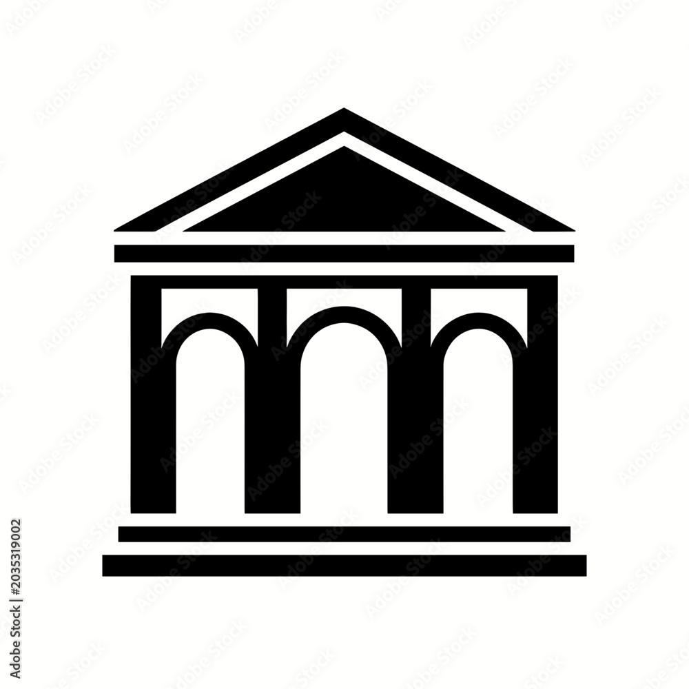 Fototapeta premium Classical Temple Facade with Columns and Triangular Pediment