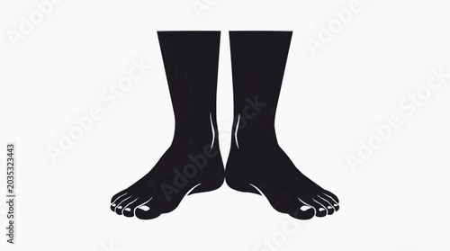 A pair of black feet standing apart with toes spread for the concept of freedom and individuality.