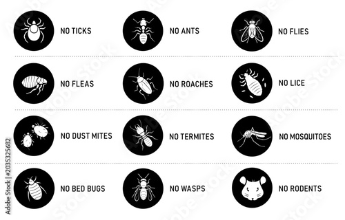 Set icons for pest control. Perfect suite for your service, tools, equipment, infographic material and etc. The outline icons are well scalable and editable. Contrasting elements. EPS10.