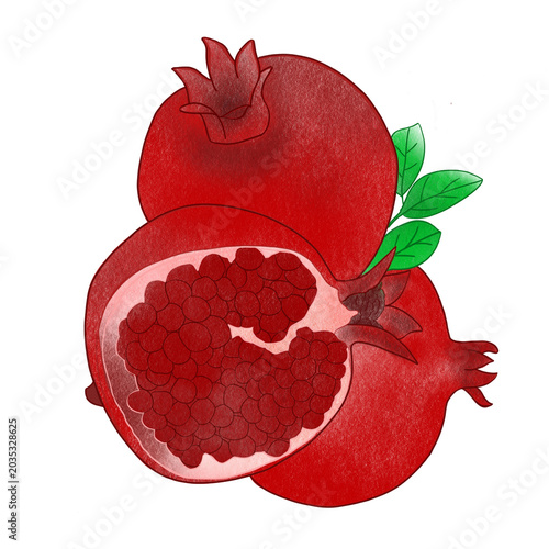 pomegranate with leaves
