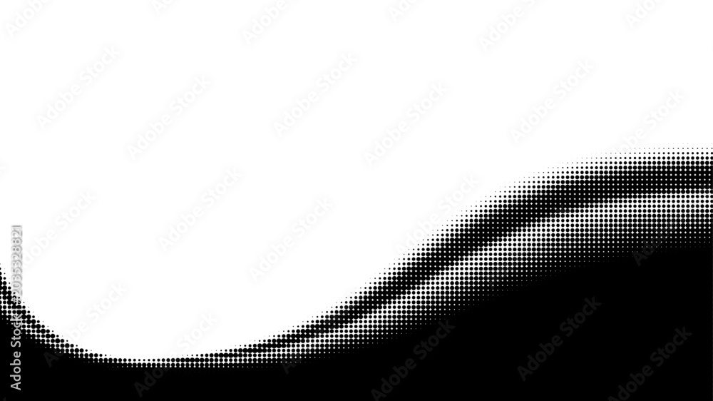 Fototapeta premium Halftone border website. Drop separator effect. Wave black gradient dot divider. Pixel graphic frame. Vector half tone illustration