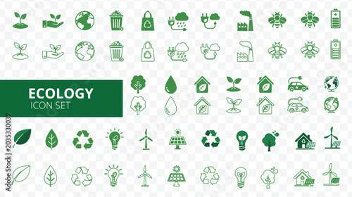 Slika na platnu Ecology icon set for environmental and sustainable concepts