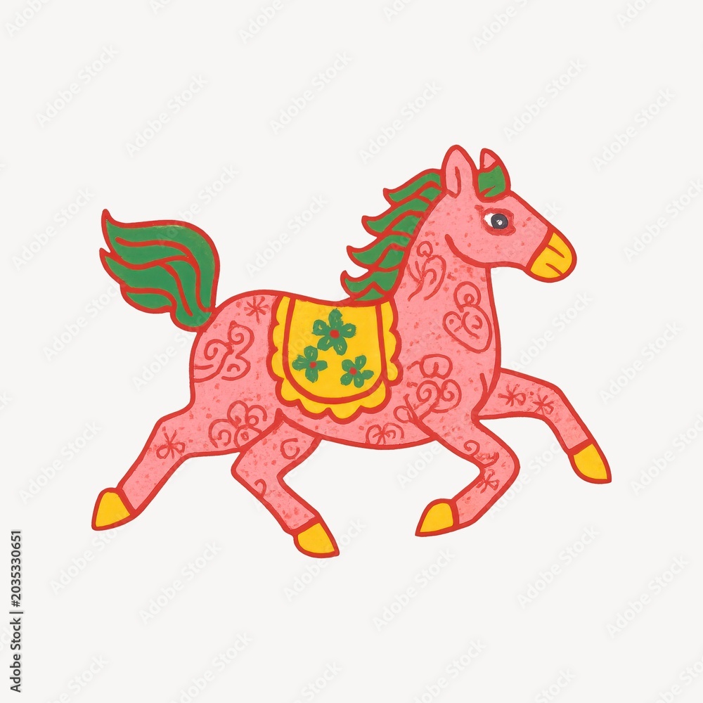 Fototapeta premium Colorful decorative horse illustration.