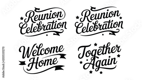 Canvastavla Reunion celebration welcome home together again phrases with stars and ribbons