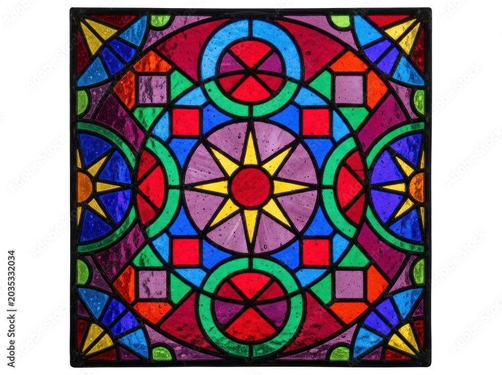 Fototapeta premium Vibrant Stained Glass Art Design Pattern.