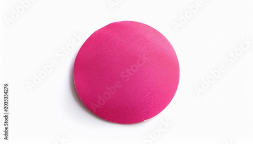 Blank Pink Round Adhesive Paper Sticker Label Isolated On White Background