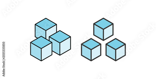 Fotografia Sugar or ice cubes icon set