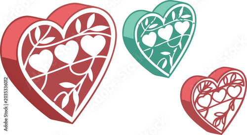 Colorful heart balloon vector illustration set for Valentine's Day, love celebration, romantic greeting cards, wedding and anniversary decoration.