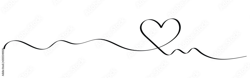 Fototapeta premium One line drawing of heart line, heart line drawing illustration on white background. Simple Heart Line Art Illustration for Valentine`s Day Design. Abstract Minimalist Vector Illustration. 