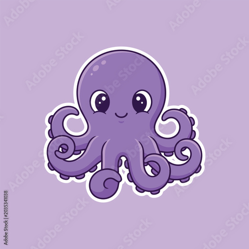 Cute purple octopus with big eyes