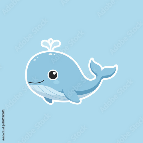 Illustration of a smiling blue whale