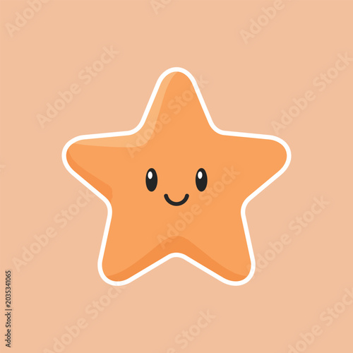 Cartoon star with happy smiling face