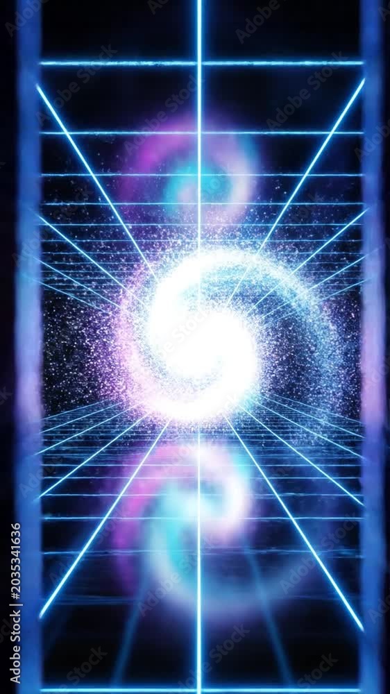 Abstract neon portal futuristic digital circuitry with number 386