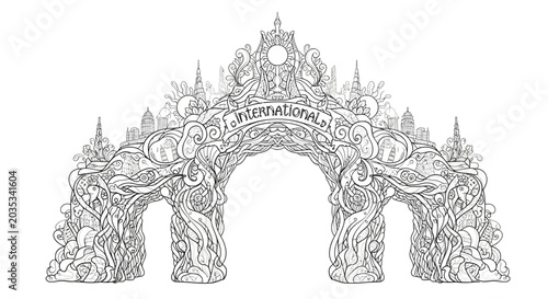 Canvastavla Intricate Archway With Ornate Carvings.