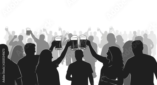 Slika na platnu People cheering with beer bottles.