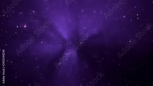 Deep purple abstract space background with cosmic dust and distant tiny twinkling stars shining through darkness. Concept of mysterious universe exploration