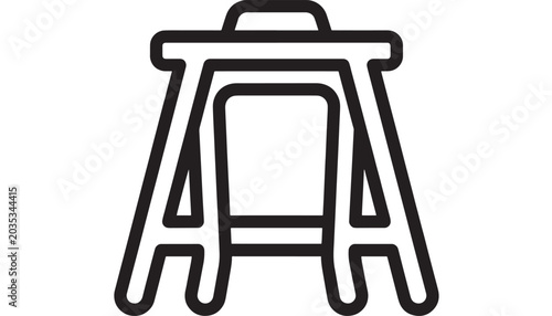 Tableau sur toile Folding Trestle Table Icon with Simple Black Line Art Design Featuring Furniture