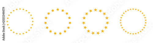Konstfotografi Round frame with stars arranged in a circle isolated on white background