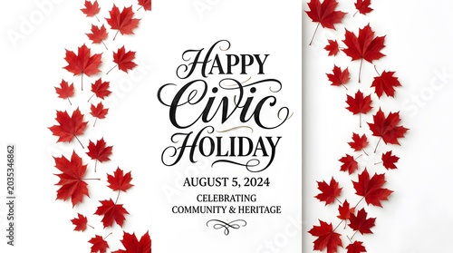 Civic holiday greeting with maple leaves