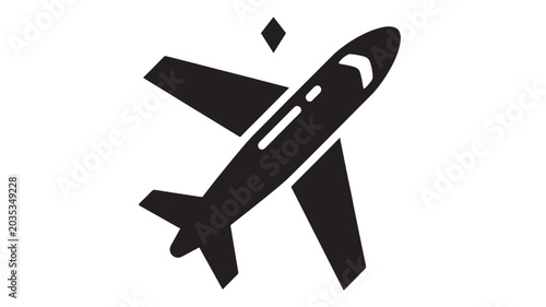 Photos Jet Airplane Icon Flat Black Silhouette with Runway Contrail and Simple Aviation