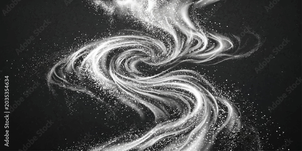 Obraz premium Abstract black and white swirl wave background with spiral light lines and liquid fractal design