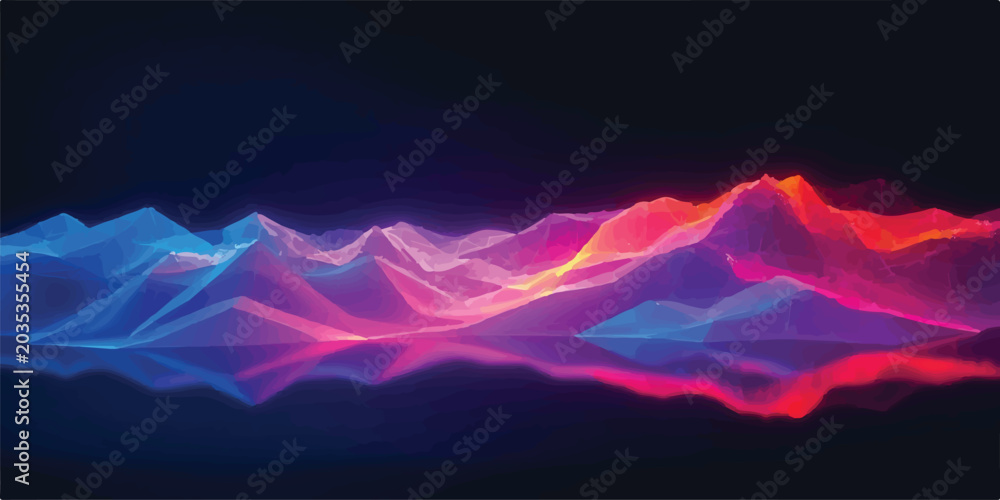 Fotografia Abstract neon mountain landscape with reflection abstract mountain landscape ref
