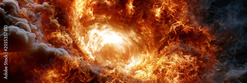 Fire vortex burning swirl fiery tornado inferno center swirling flame turbulent fire heat wave smoke cloud disaster background energy spiral Massive turbulent fire vortex close up shows swirling