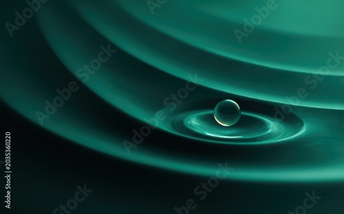 Abstract Green Wave Background With Water Droplet
