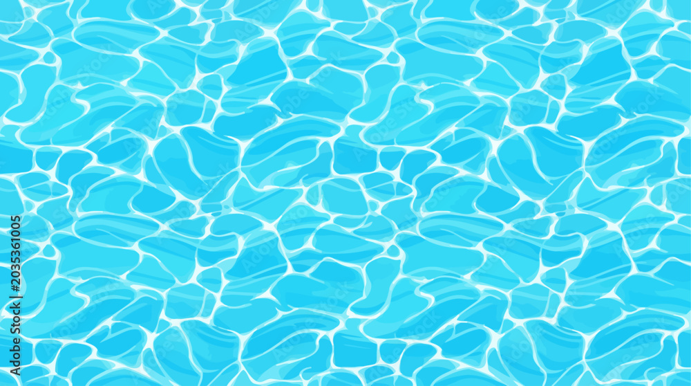 Obraz premium Seamless blue water texture background with rippling sunlight caustic patterns for summer vacation and swimming pool design projects