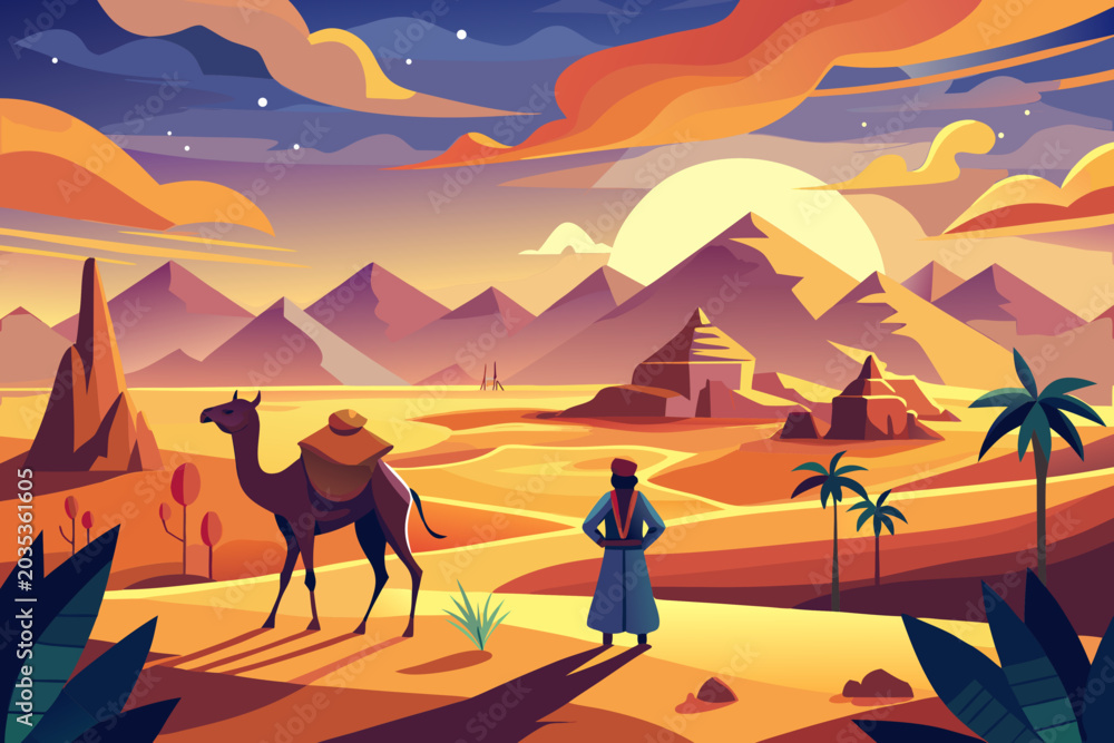 Naklejka premium people in the desert
