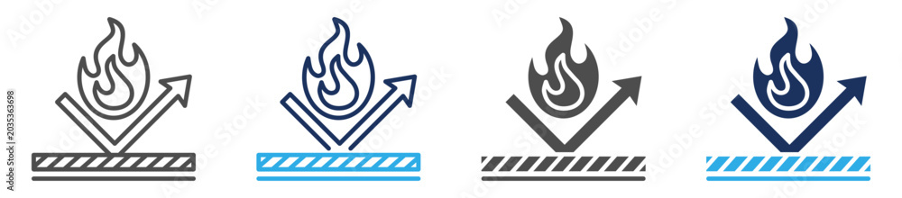Photos fireproof icon set multi concept