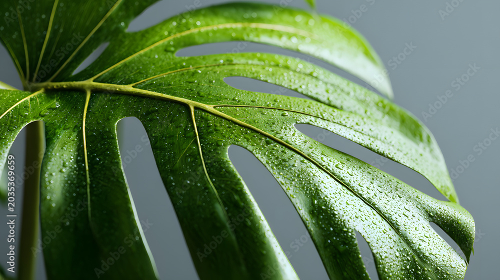 Obraz premium tropical leaf macro, clean composition, photorealistic, studio lighting, high detail