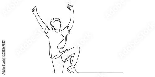 Foto Jumping Person Line Art Illustration