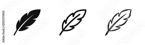 Foto Feather Quill Pen Icons Set - Solid, Outline, and Sketch Styles