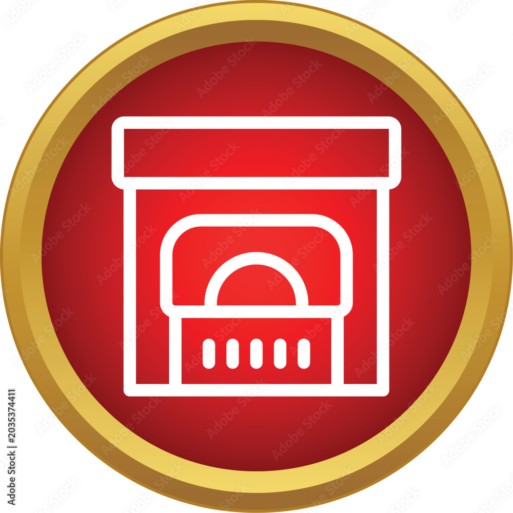 Fototapeta premium Fireplace icon showing logs burning, representing indoor heating and comfort