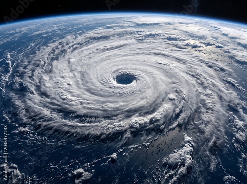 Massive Powerful Hurricane Seen from Orbital View from Space