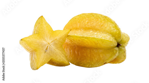 Foto Fresh star fruit carambola png isolated on transparent background exotic tropical yellow juicy organic fruit