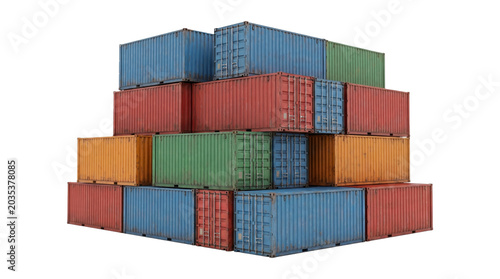 Canvastavla Large stack of colorful cargo containers creating a formidable tower for global transport