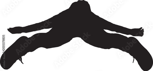 vector, silhouette of view of a woman lying face down on the ground with her arms and legs outstretched