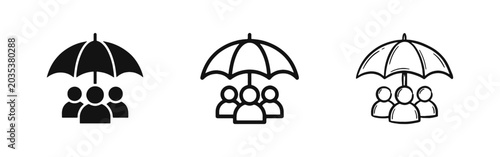 Obraz na płótnie Group Protection and People Insurance Security Icon Set