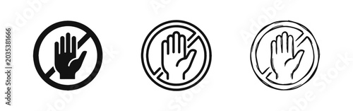 Bild auf Leinwand Warning Prohibition and Stop Hand Icons - Restricted Area and Safety Symbol Set