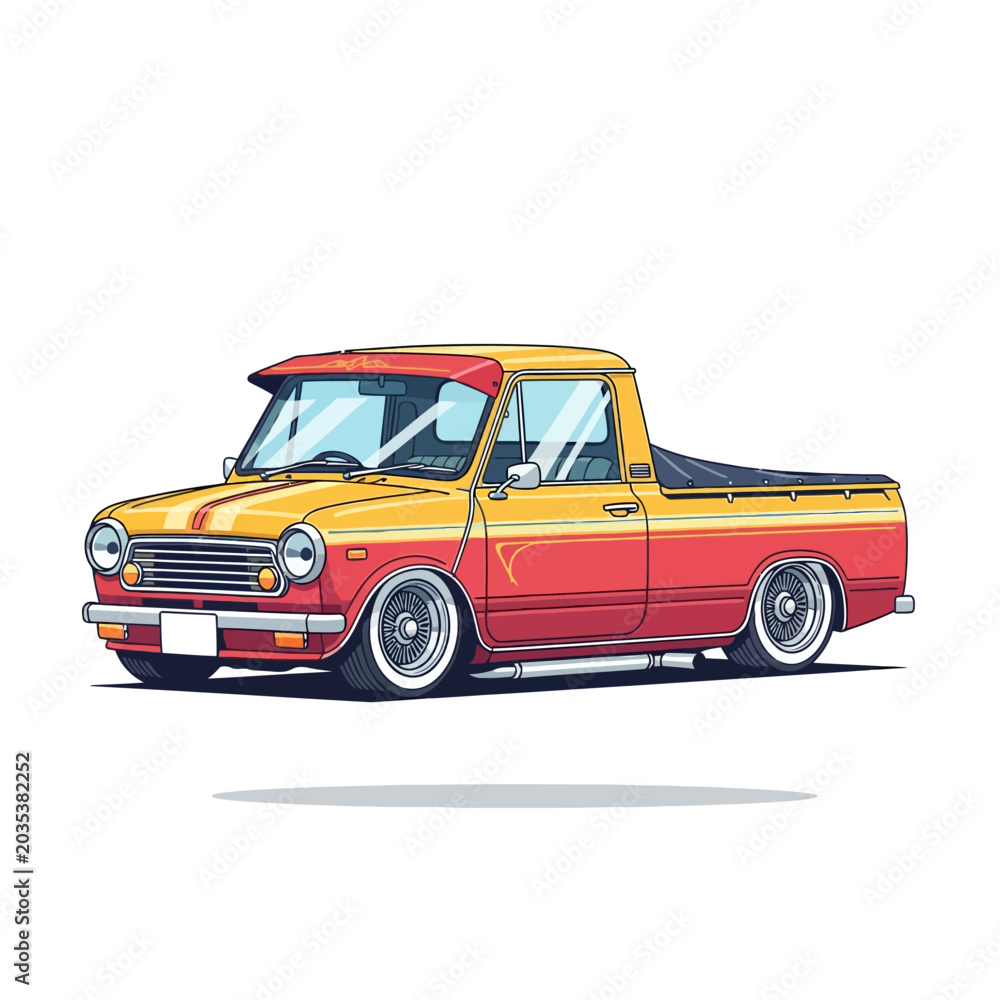 Fototapeta premium Retro Pick-up Truck Illustration, Classic Car Design