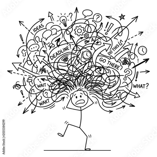 Φωτογραφία Overwhelmed person with chaotic thoughts and ideas.