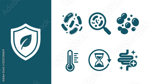Foto Probiotics and Gut Health Vector Icon Set